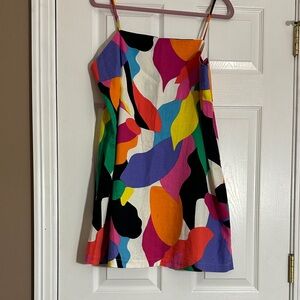 Colorful Abstract Print Spaghetti Strap Dress